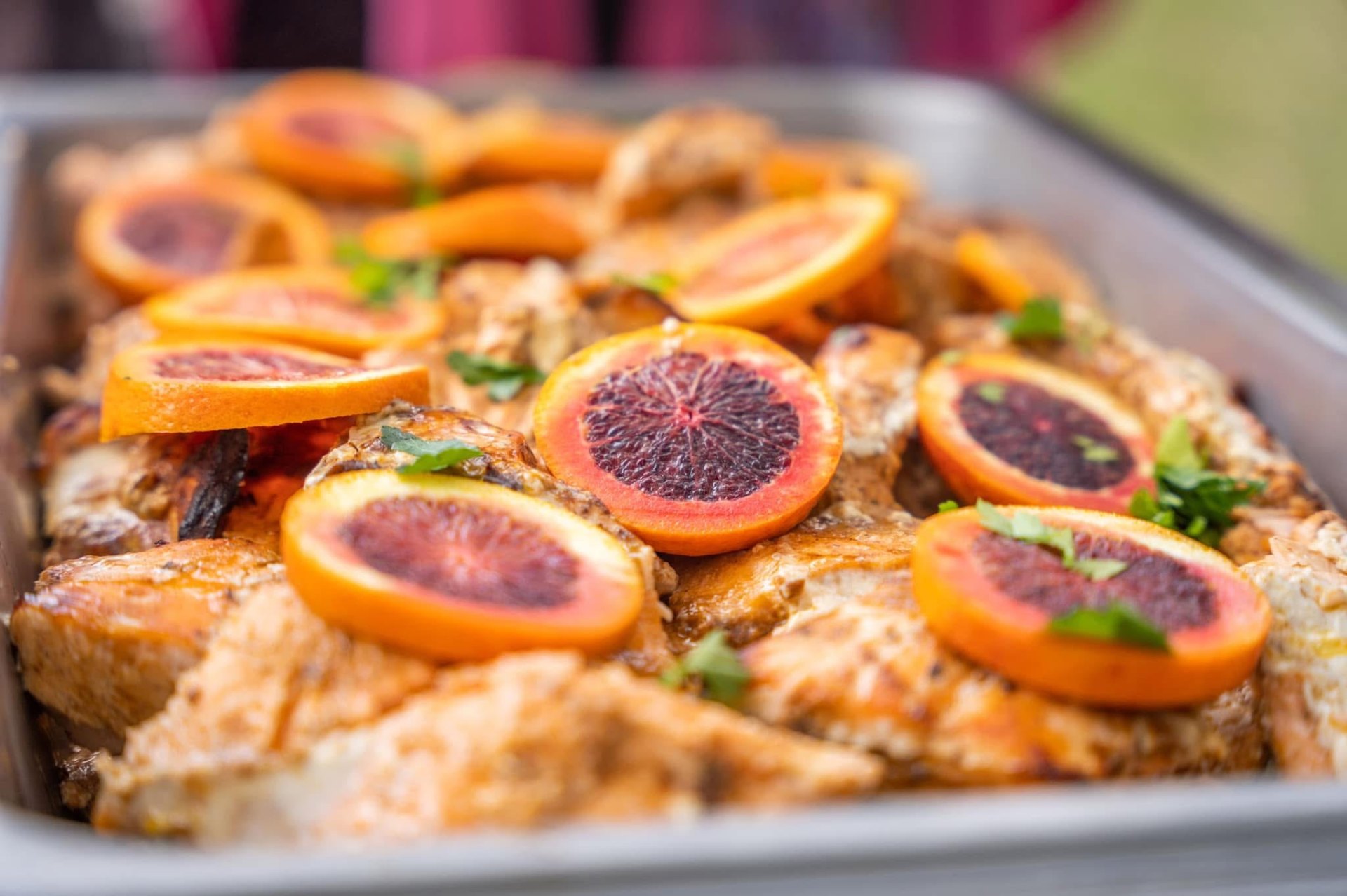 Citrus-glazed chicken plated